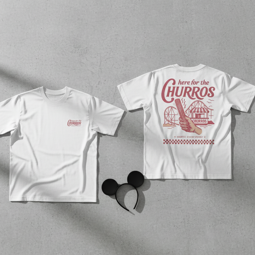 Here for the Churros (Red on White)