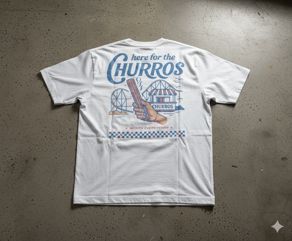 Here for the Churros (Blue on White)