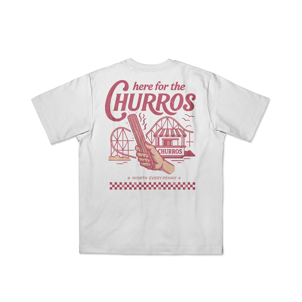 Here for the Churros (Red on White)
