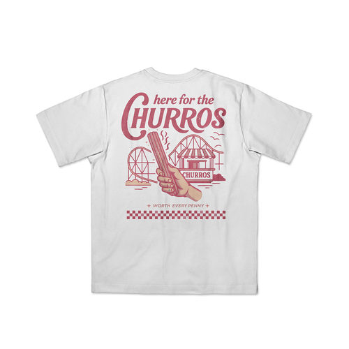 Here for the Churros (Red on White)