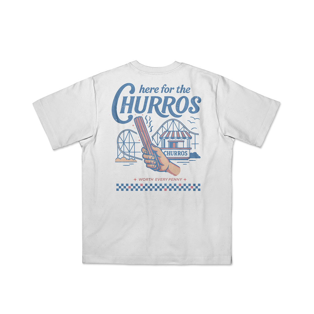 Here for the Churros (Blue on White)